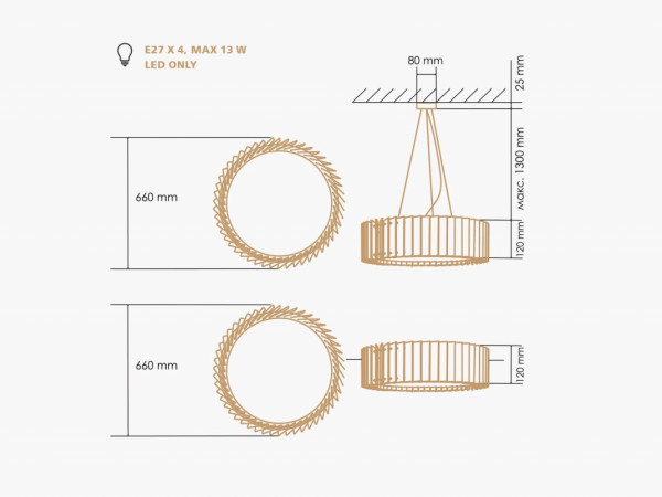 Подвесной светильник Rotor Chandelier L орех