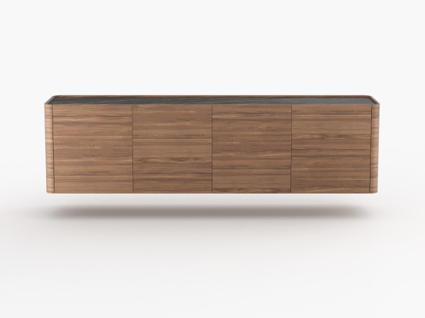 Навесная тумба ТВ RAGGIO 4 двери орех/черная