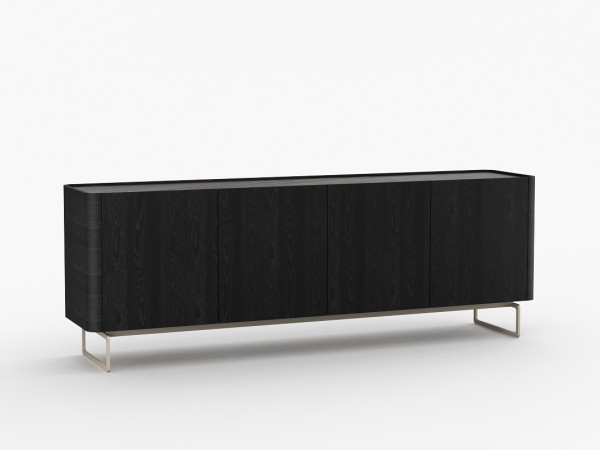 Тумба ТВ RAGGIO2 с дверями ясень choco/черная