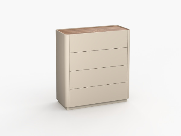 Комод высокий 4 LUNNO эмаль кашемир/орех
