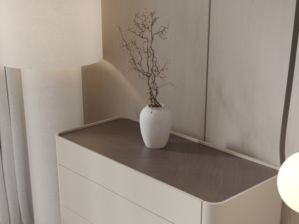 Комод высокий 4 LUNNO эмаль кашемир/орех