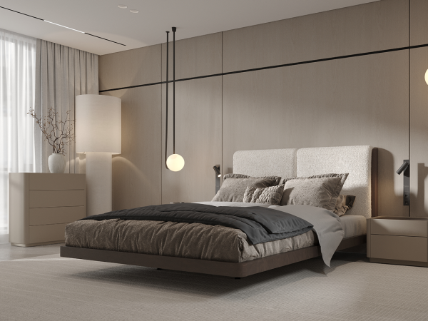 Комод высокий 4 LUNNO эмаль кашемир/ясень choco