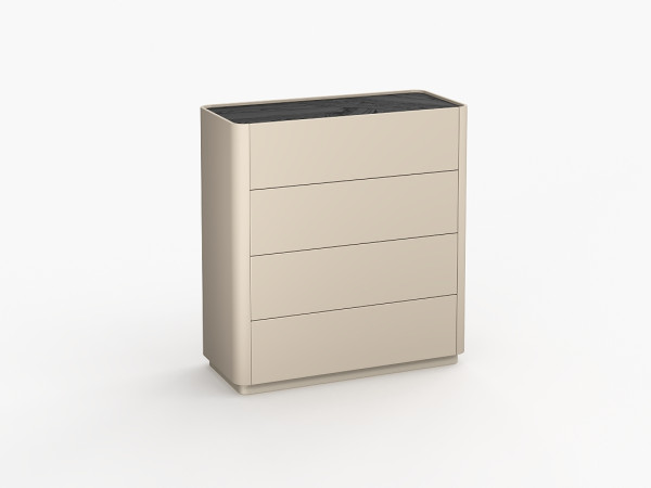 Комод высокий 4 LUNNO эмаль кашемир/ясень choco
