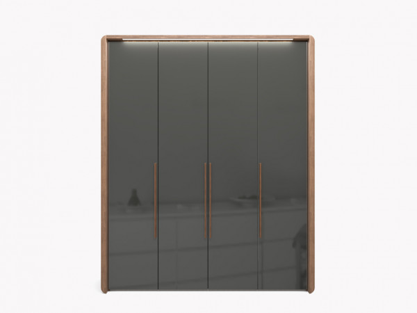 Шкаф 4-х дверный орех/графит/массив