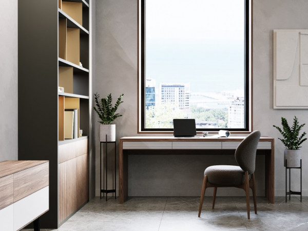 Стол письменный RITMO 3 ящика орех/silver