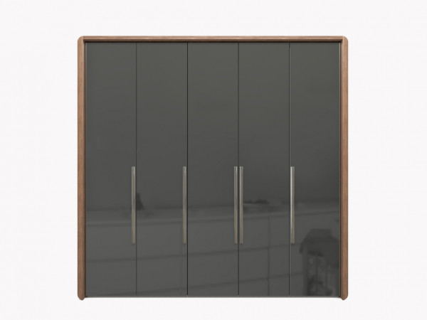 Шкаф 5-ти дверный орех/стекло графит