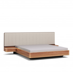 Кровать широкая ORLY 160х200 орех/светло-бежевая с основанием