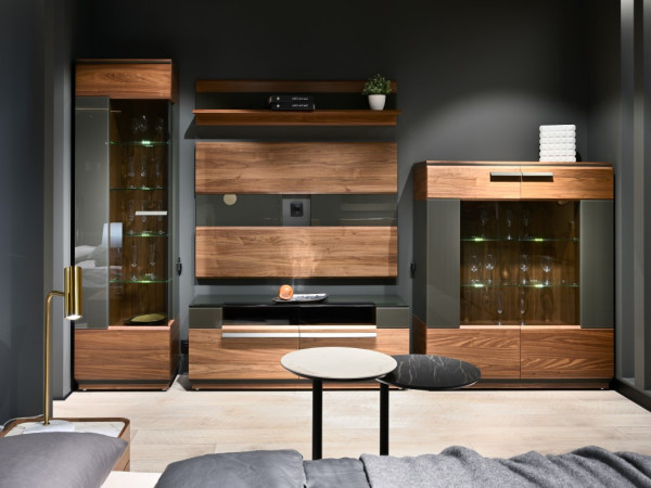 Буфет 1-но дверный высокий левый NIZZA2 орех/графит