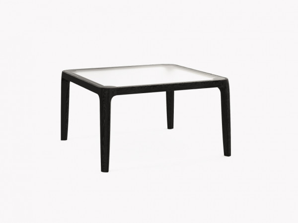 Стол журнальный 800х800 дуб черный/стекло матовое