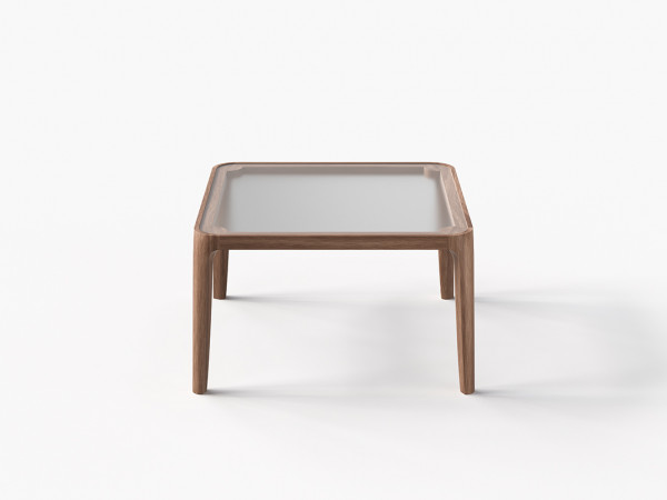 Стол журнальный 800х800 орех американский/стекло матовое