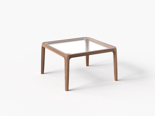 Стол журнальный 800х800 орех американский/стекло матовое