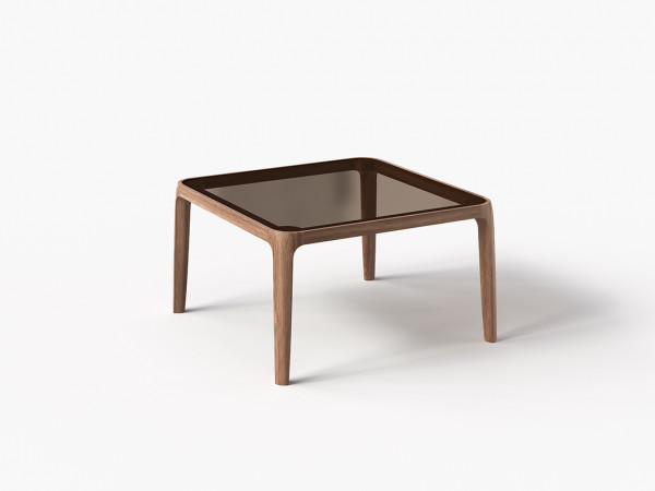 Стол журнальный 800х800 орех американский/стекло бронза