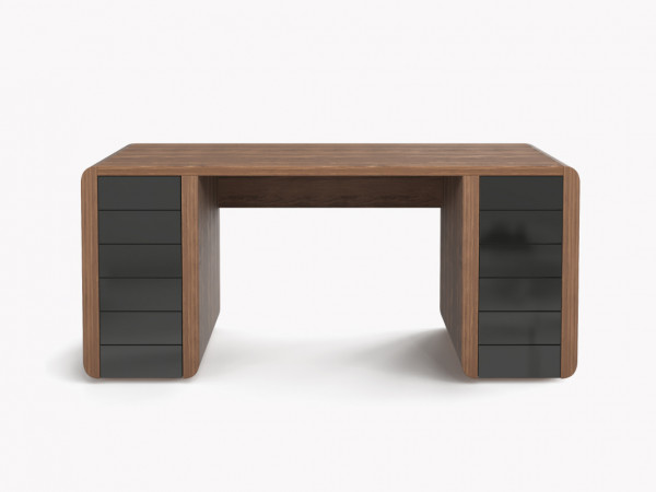 Стол письменный BELLA 1700 орех/стекло графит