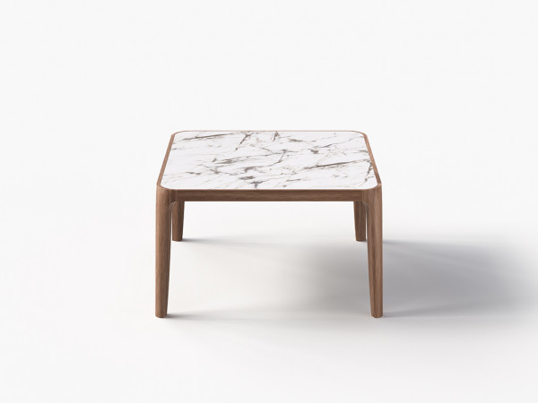 Стол журнальный 800х800 орех американский/белый