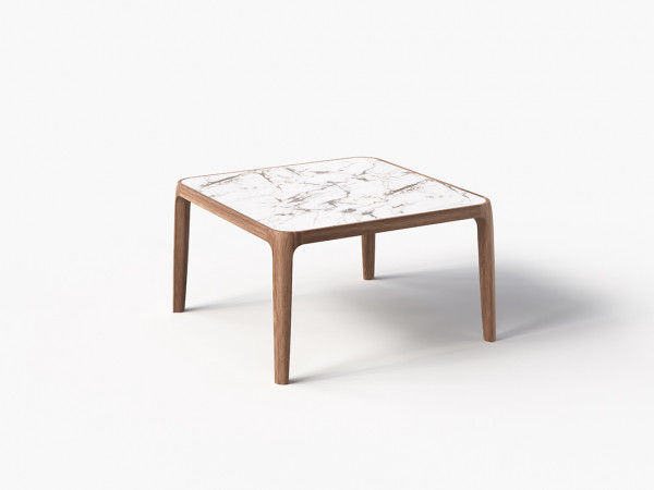 Стол журнальный 800х800 орех американский/белый