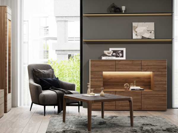 Стол журнальный 800х800 орех американский/черный