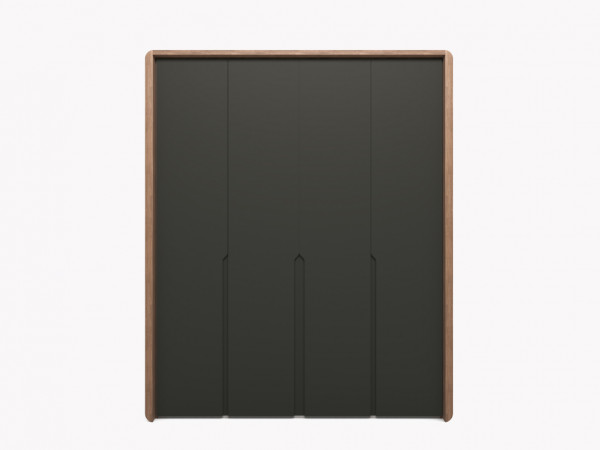 Шкаф 4-х дверный с врезными ручками орех/графит