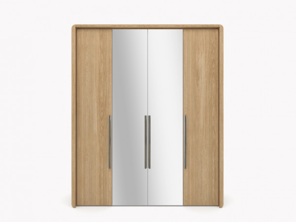 Шкаф 4-х дверный дуб alpine/зеркало