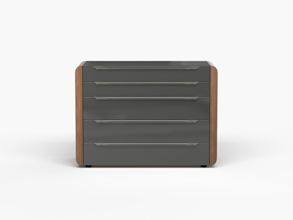 Комод 5 BELLA широкий орех/графит