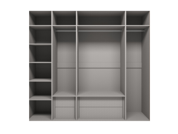 Шкаф 5-ти дверный орех с интегрированными ручками без карнизов 1