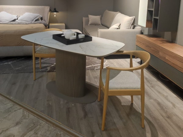 Стол обеденный ODDION2 белый/базальт