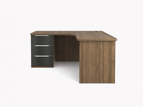 Стол письменный угловой правый 1700 орех/стекло графит