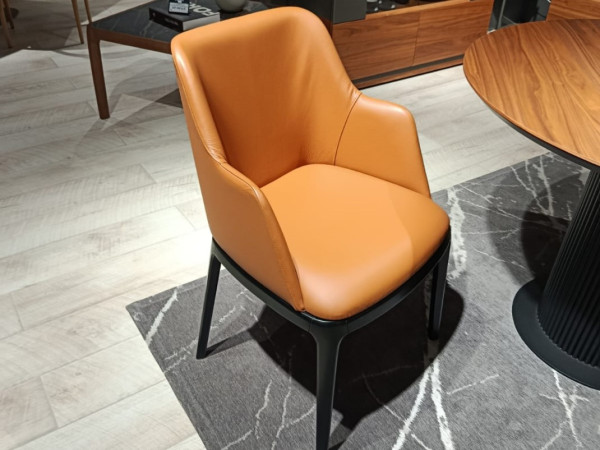 Стул 3107 дуб черный,натуральная кожа рыжая