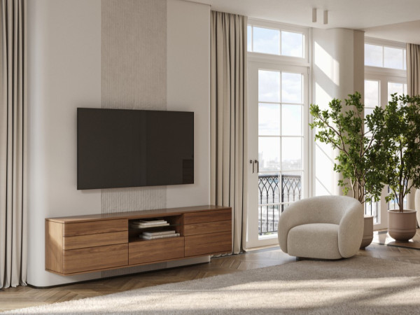 Тумба ТВ с нишей навесная ORLY орех