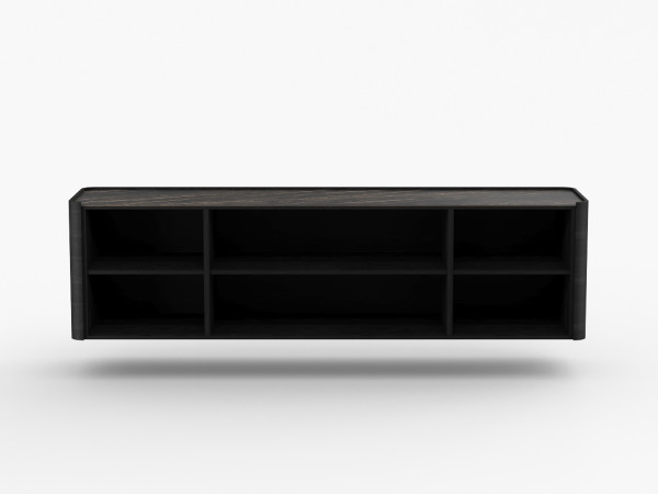 Навесная тумба ТВ RAGGIO2 с дверями ясень choco/черная