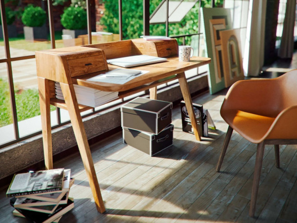 Стол письменный BOND2 1260 2 ящика орех