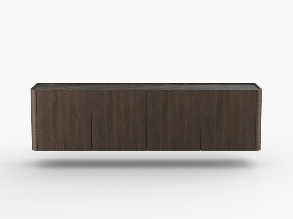 Навесная тумба ТВ RAGGIO2 с дверями орех cedar/черная