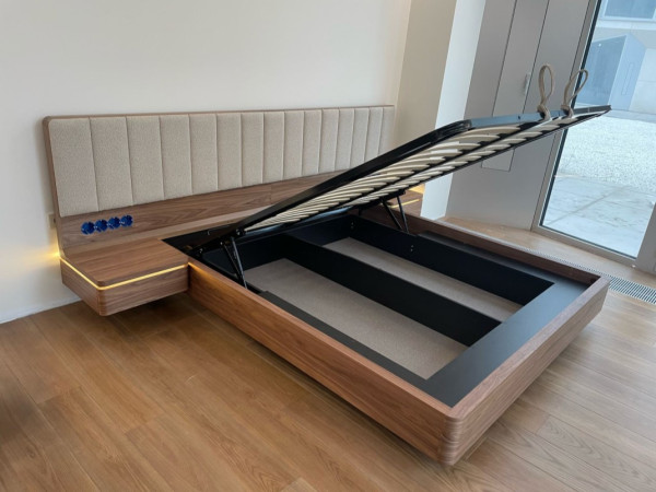 Шпонированная кровать комбинированная ORLY орех