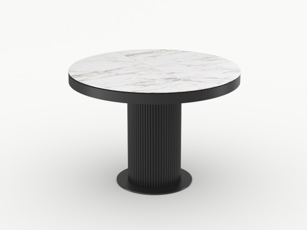 Стол обеденный раздвижной CARRBO 1100 керам. столешница белая/черный Стол обеденный раздвижной CARRBO 1100 керам. столешница белая/черный