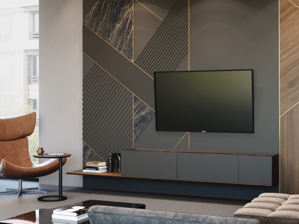 Стеновая панель графит/черный/золото