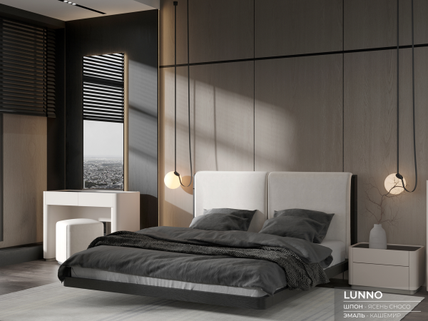 Комод широкий 3+2 LUNNO эмаль кашемир/ясень choco