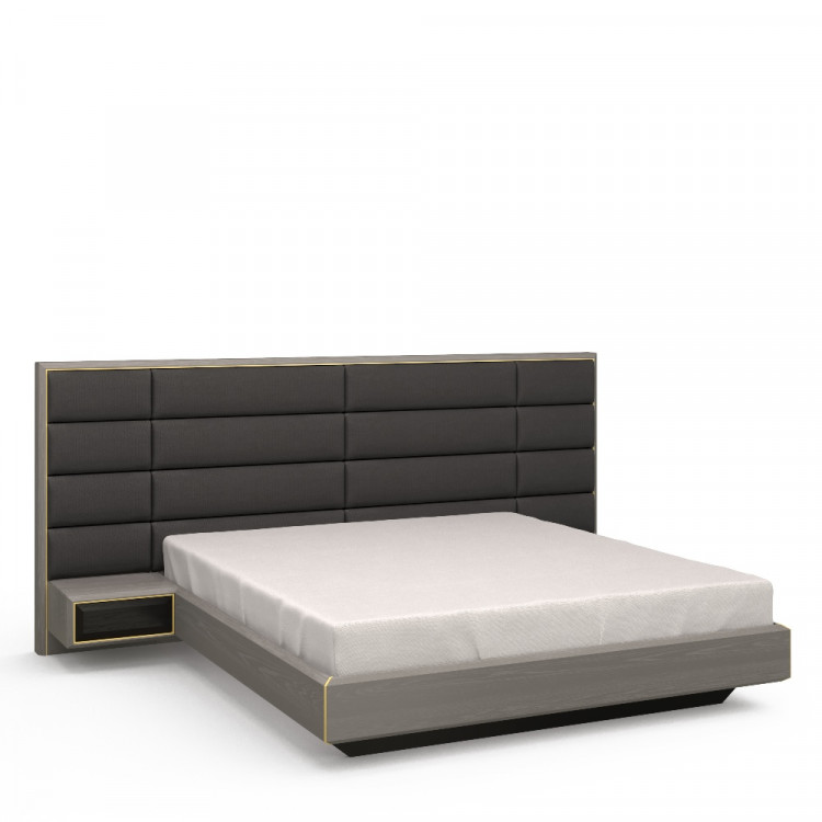 Кровать широкая TESORRO 180х200 grey stone/choco/графит с механизмом