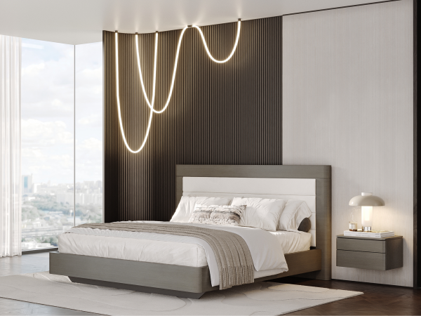 Шпонированная кровать высокая ORLY coventry grey