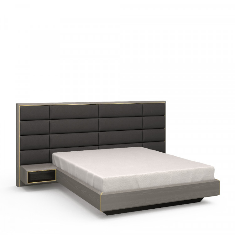 Кровать широкая TESORRO 160х200 grey stone/choco/графит с основанием