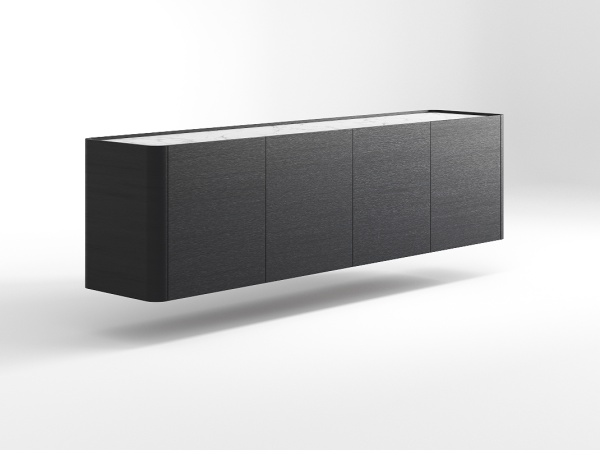 Навесная тумба ТВ RAGGIO с дверями nero/шампань/белая