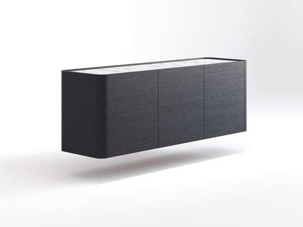 Навесная тумба ТВ RAGGIO 3 двери nero/шампань/белая