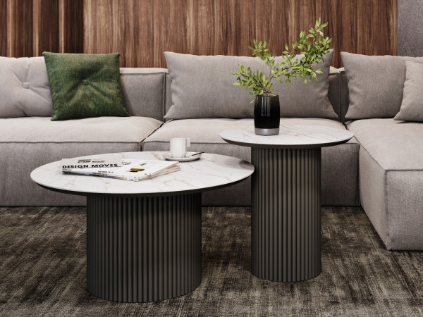 Стол журнальный узкий TOLEDO белый/базальт