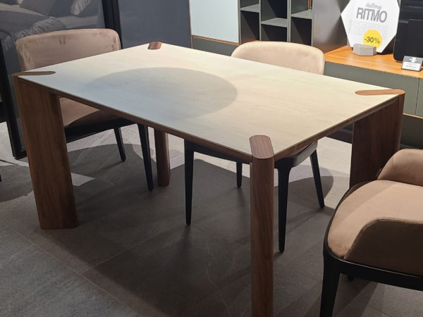 Стол обеденный КРАБ 1400х800 орех/керам.травертин