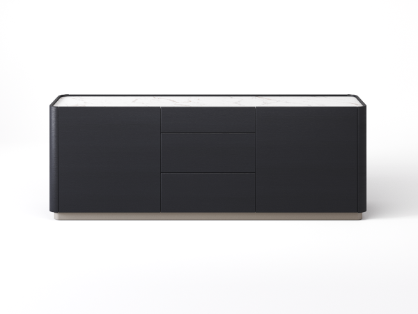 Комод широкий 3+2 RAGGIO2 nero/шампань/белая