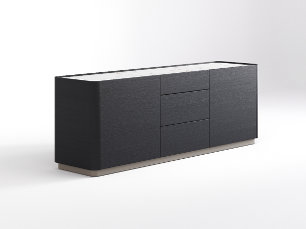 Комод широкий 3+2 RAGGIO2 nero/шампань/белая