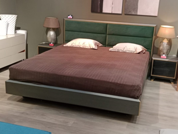 Кровать TESORRO 180х200 grey stone/изумруд