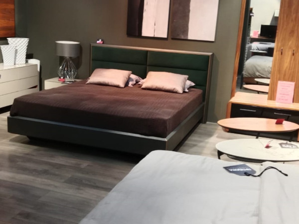 Кровать TESORRO 180х200 grey stone/изумруд