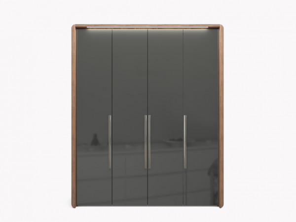 Шкаф 4-х дверный орех/стекло графит
