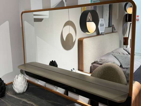 Зеркало с полкой РАДЖИО орех/черный