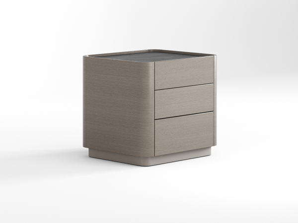 Прикроватная тумба RAGGIO2 3 ящика дуб ash brown/шампань/черная