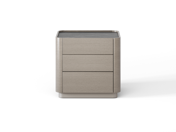 Прикроватная тумба RAGGIO2 3 ящика дуб ash brown/шампань/черная